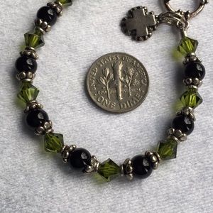 New Black Onyx Silver & Swarovski Crystal Bracelet